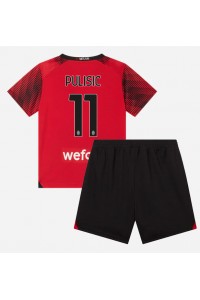 Fotbalové Dres AC Milan Christian Pulisic #11 Dětské Domácí Oblečení 2023-24 Krátký Rukáv (+ trenýrky)